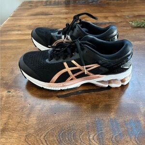 ASICS Gel Kayano 26 Women's Black and Bronze Athletic Shoes
